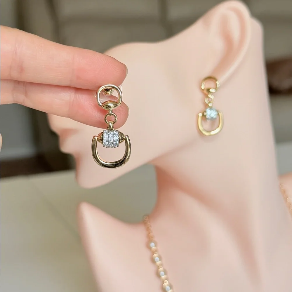Gold Drop Crystal Dangle Earrings - Women Jewelry